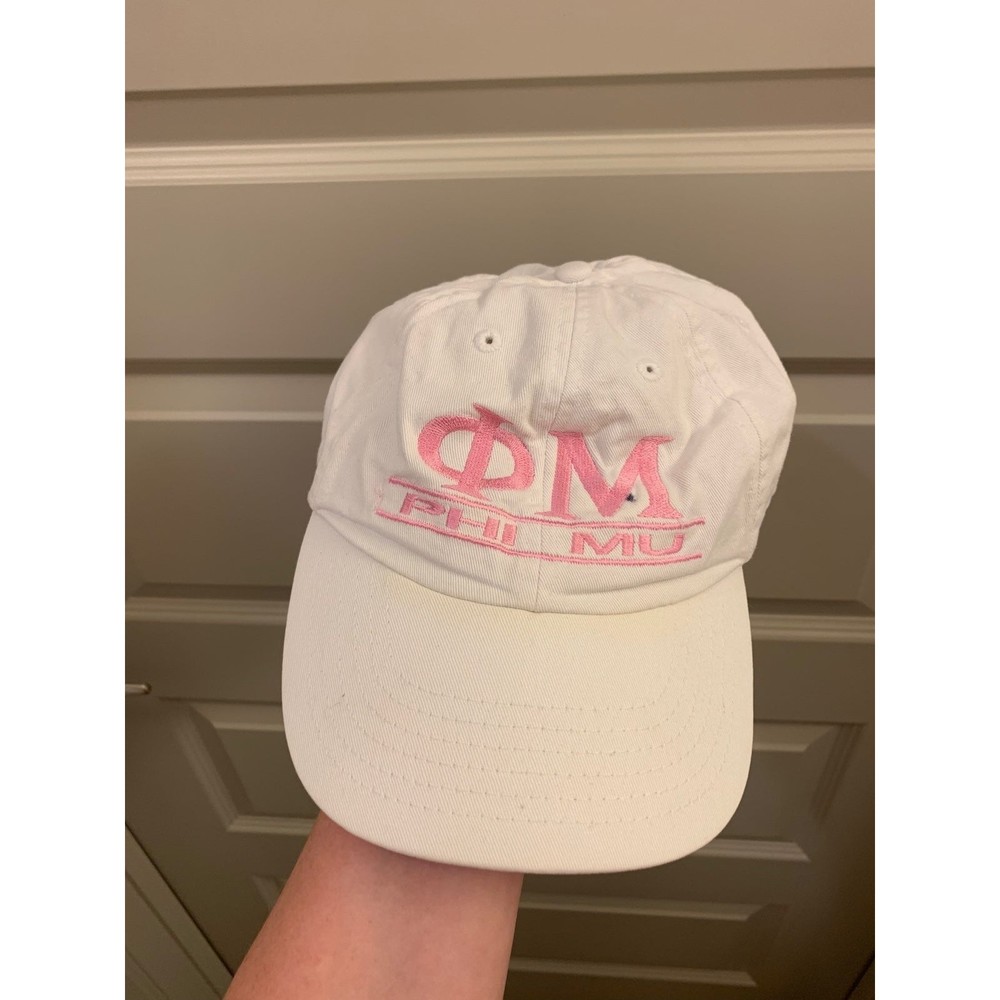 Phi Mu Sorority Pink and White Hat